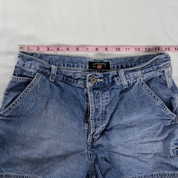 VTG American Eagle Button Fly Dungarees Carpenter Loop Blue Denim Shorts - Picture 4 of 8